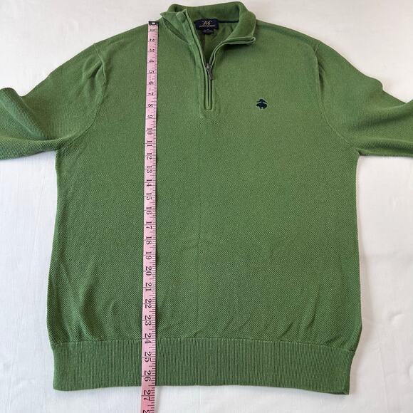 Brooks Brothers 346 Men’s Sz Medium Green Linen Blend Long Sleeve 1/4 Zip Shirt - Picture 6 of 6